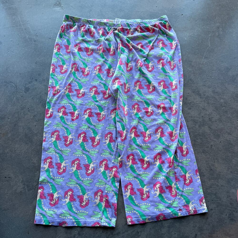 Vintage Y2k Disney Ariel Little Mermaid Purple Leg Baggy Pajama Lounge Pants 2X